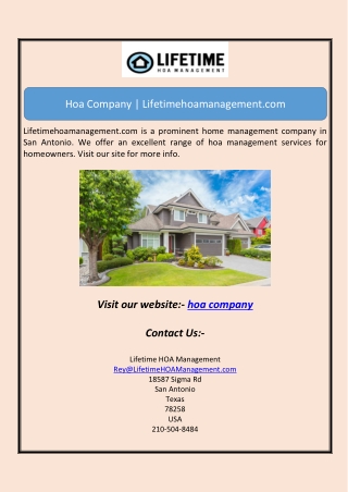 Hoa Company | Lifetimehoamanagement.com