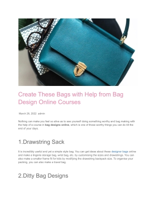 Create These Bags with Help from Bag Design Online Courses