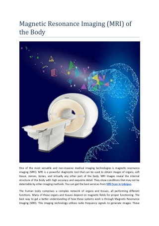 Magnetic Resonance Imaging (MRI) of the Body