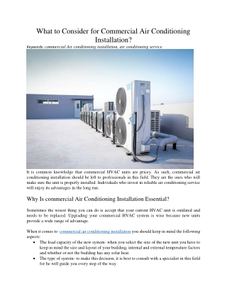 What to Consider for Commercial Air Conditioning Installation