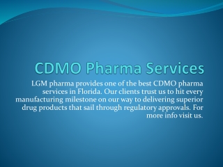 CDMO Pharma Services