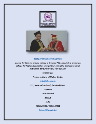 best private college in lucknow | tihs.edu.in