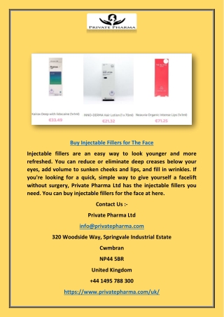 Buy Injectable Fillers for the Face | Privatepharma.com