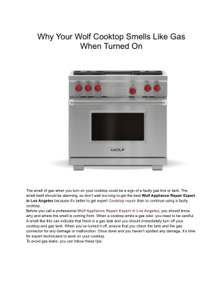Why Your Wolf Cooktop Smells Like Gas When Turned On