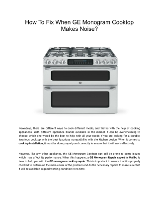 How To Fix When GE Monogram Cooktop Makes Noise