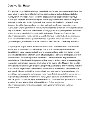 Doğru ve Net Haber