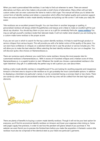 custom name necklace: A Simple Definition