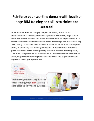 Reinforce your working domain with leading edge BIM training
