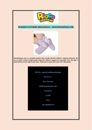 Spanish Clothing Wholesale | Riocokidswear.com