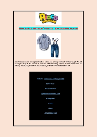 Wholesale Birthday Outfits | Riocokidswear.com