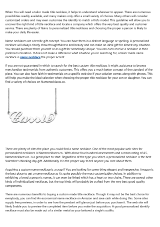 An Introduction to name necklace