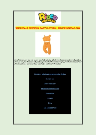 Wholesale Newborn Baby Clothes  Riocokidswear.com