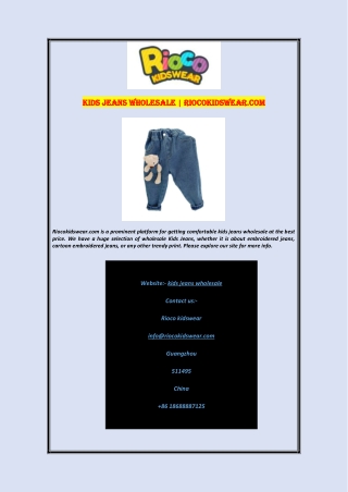 Kids Jeans Wholesale  Riocokidswear.com
