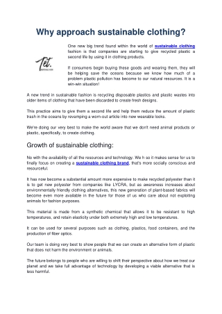Why approach sustainable clothing