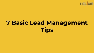 7 Basic Lead Management Tips