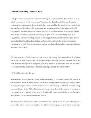 Content Marketing Trends of 2022
