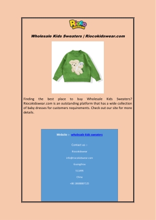Wholesale Kids Sweaters | Riocokidswear.com