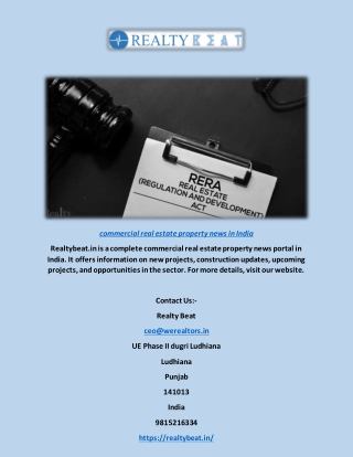 Commercial Real Estate Property News in India | Realtybeat.in