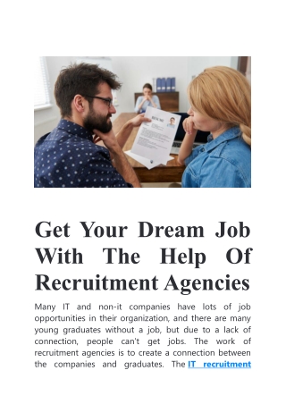 Get Your Dream Job With The Help Of Recruitment Agencies