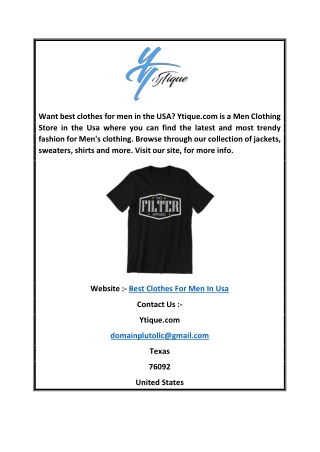 Best Clothes for Men in Usa  Ytique.com