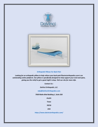 Orthopedic Pillows For Back Pain | Davinciorthopedics.com