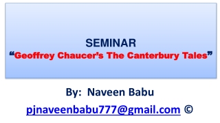 Geoffrey Chaucer’s The Canterbury Tales seminar