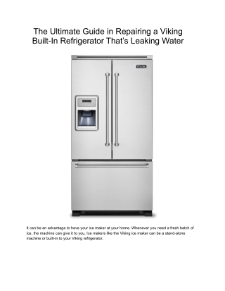The Ultimate Guide in Repairing a Viking Built-In Refrigerator That’s Leaking Water (1)