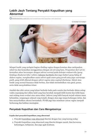 Lebih Jauh Tentang Penyakit Keputihan yang Abnormal - klinikkelaminku.com