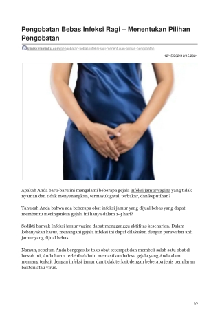 Pengobatan Bebas Infeksi Ragi  Menentukan Pilihan Pengobatan