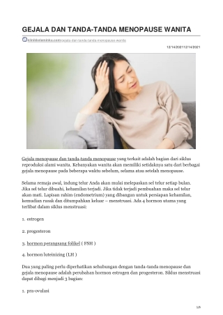 GEJALA DAN TANDA-TANDA MENOPAUSE WANITA - klinikkelaminku.com