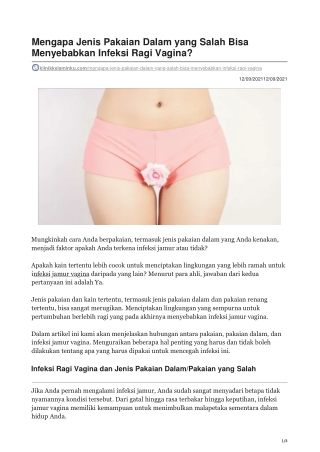 Mengapa Jenis Pakaian Dalam yang Salah Bisa Menyebabkan Infeksi Ragi Vagina