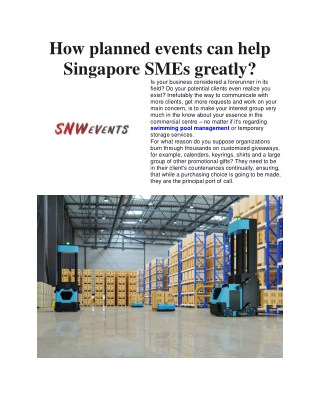 How planned events can help Singapore SMEs greatly (1)