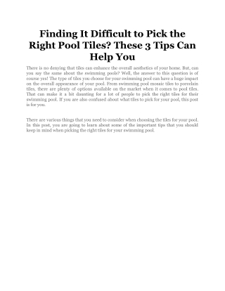 Finding It Difficult to Pick the Right Pool Tiles_ These 3 Tips Can Help You