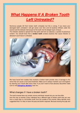 What Happens If A Broken Tooth Left Untreated