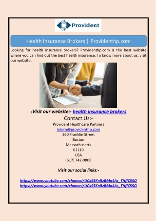 Health Insurance Brokers | Providenthp.com
