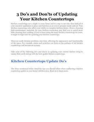 3 Do’s and Don’ts of Updating Your Kitchen Countertops