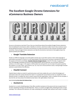 The Excellent Google Chrome Extensions for eCommerce Business Owners