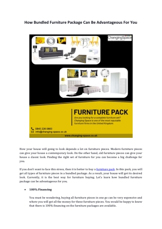 How Bundled Furniture Package Can Be Advantageous For You