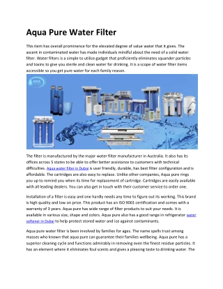 Aqua Pure Water Filter