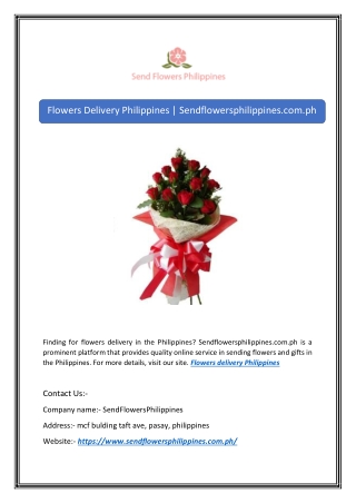 Flowers Delivery Philippines | Sendflowersphilippines.com.ph