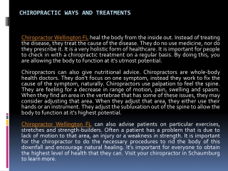 Chiropractic Ways and Treatments