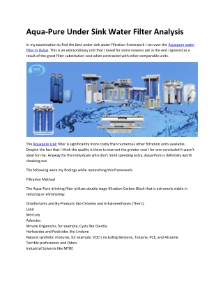 Aquapure water filter in Dubai