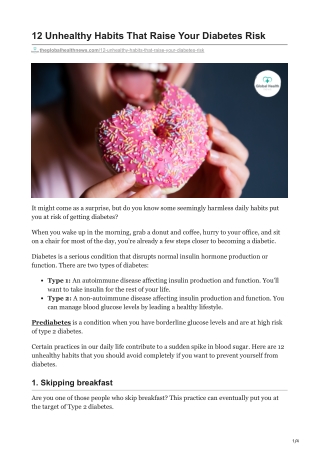 12 Unhealthy Habits That Raise Your Diabetes Risk