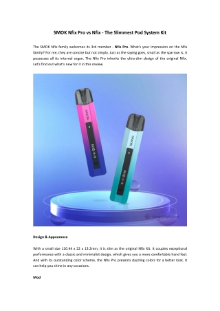 SMOK Nfix Pro vs SMOK Nfix - The Slimmest Pod System Kit