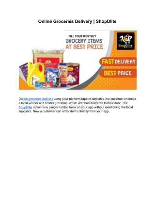 Online Groceries Delivery | ShopDlite