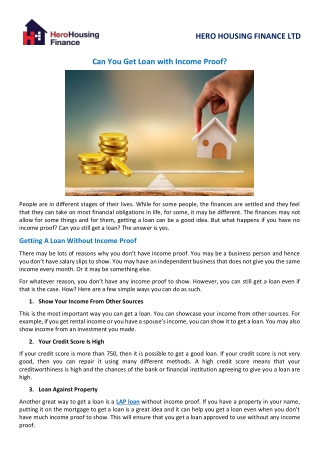 Can You Get Loan with Income Proof