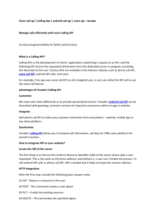 Voice call api | Calling Api | android call api | voice api – fonada