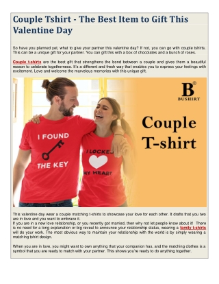Couple Tshirt - The Best Item to Gift This Valentine Day