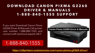 Download Canon Pixma G2260 Driver & Manuals 1-888-840-1555 Support