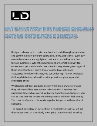 High fashion wholesale clothing distributors